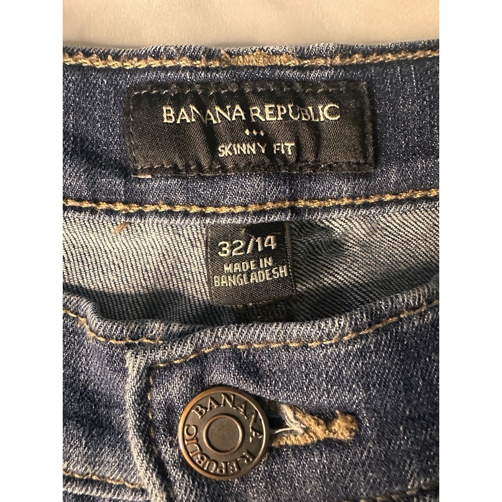 Banana Republic Men's Skinny Fit Dark Wash Blue Denim Jeans 5-Pocket Button